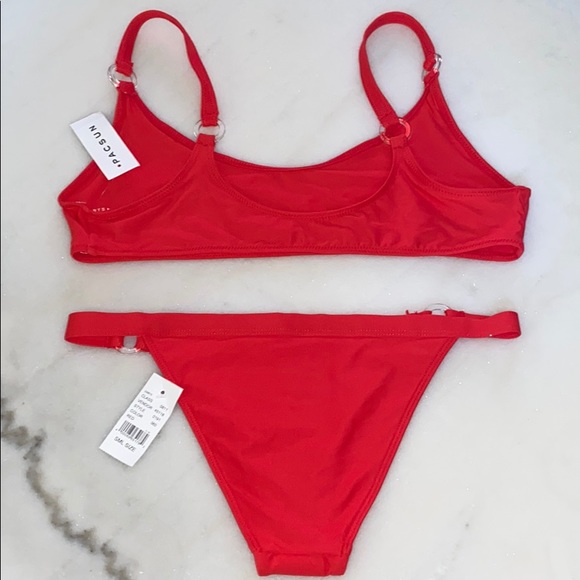 🔥LA Hearts Red O-Ring Bralette Bikini Top/Bottom - Picture 7 of 9